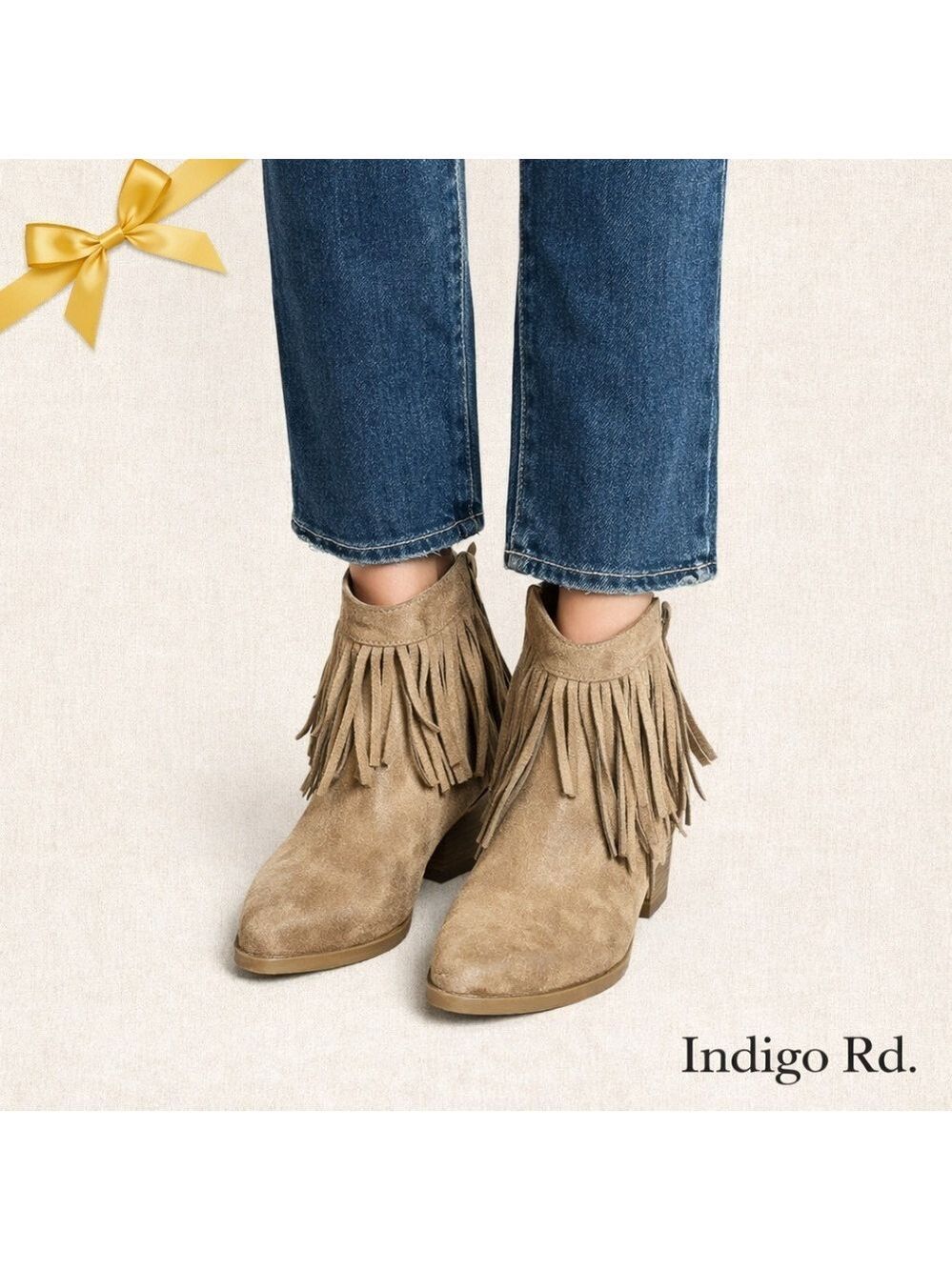 Indigo Rd Fringe Ankle Boots Tan Suede Western Booties 9M